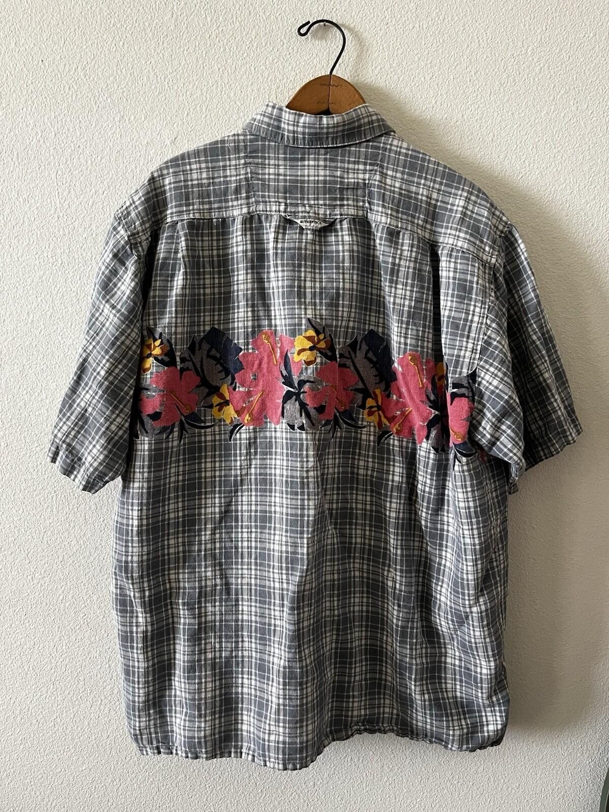 Bugle Boy Bugle Boy Authentics Plaid Floral Shirt L Grey Hibiscus Size US L / EU 52-54 / 3 - 5 Thumbnail