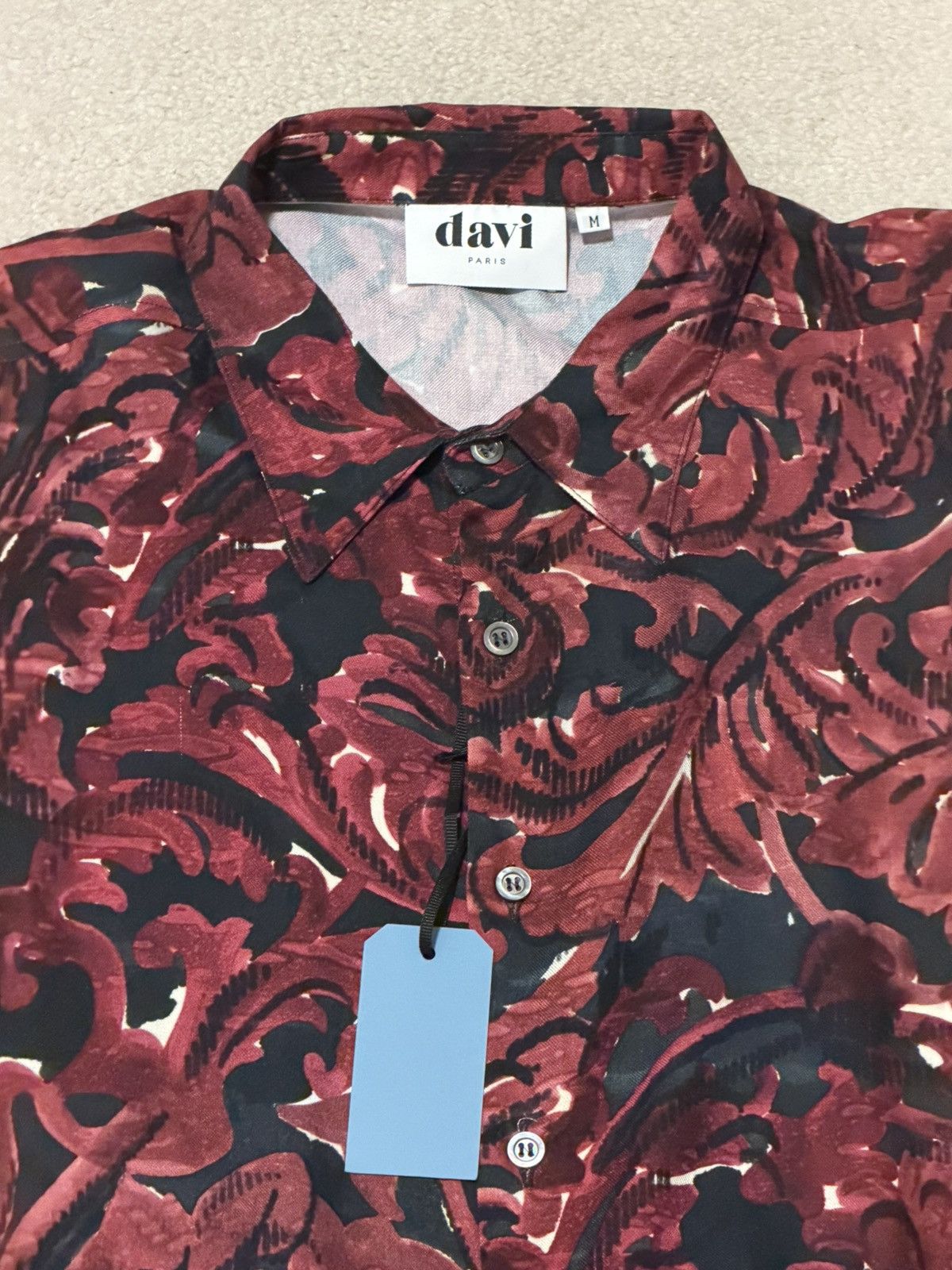 SSENSE Davi Paris Red Floral Button-Up NWT Size US M / EU 48-50 / 2 - 2 Thumbnail