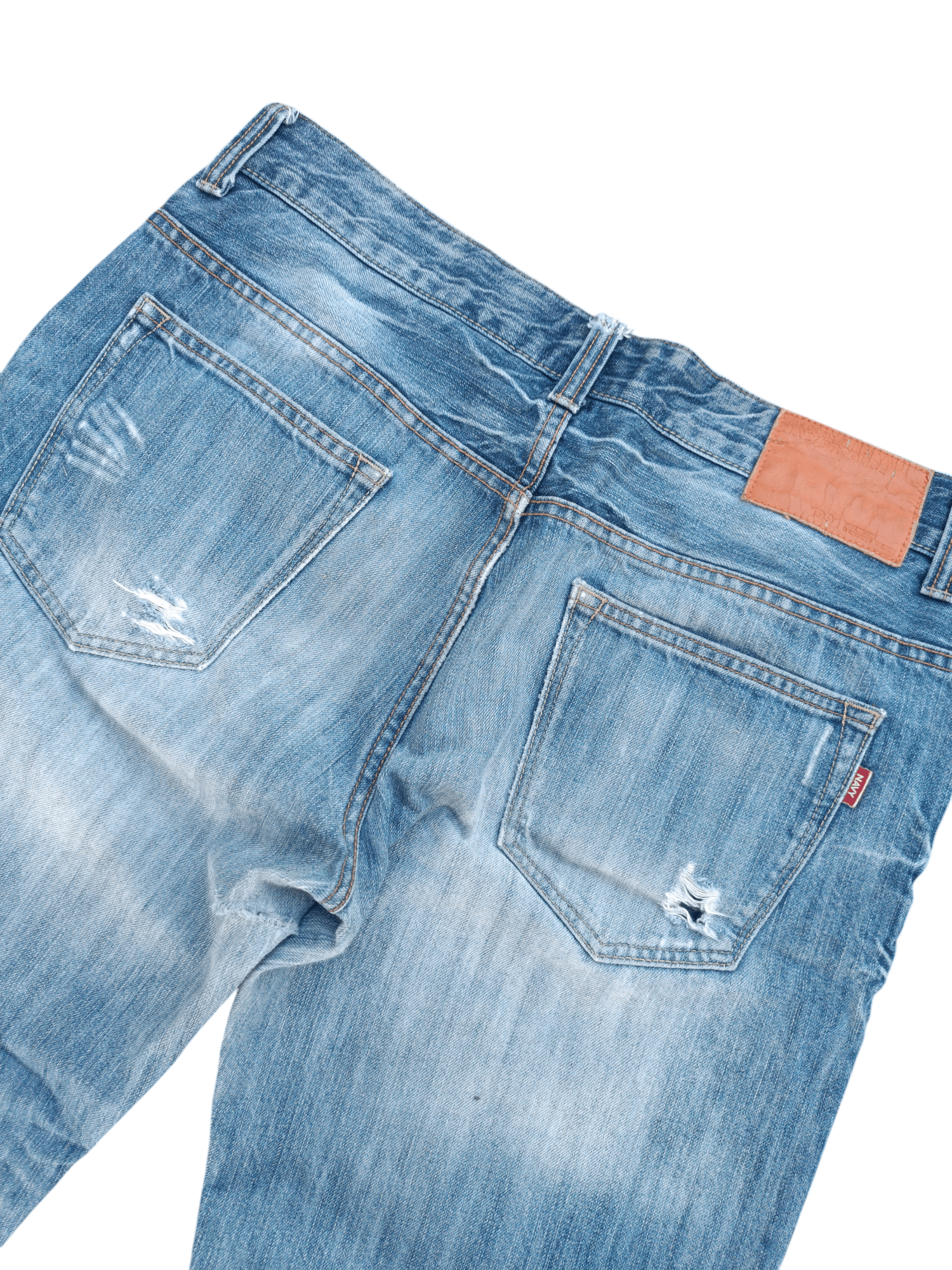 Japanese Brand Navy Produce Distressed Whiskers Faded Denim E206 Size US 34 / EU 50 - 16 Thumbnail