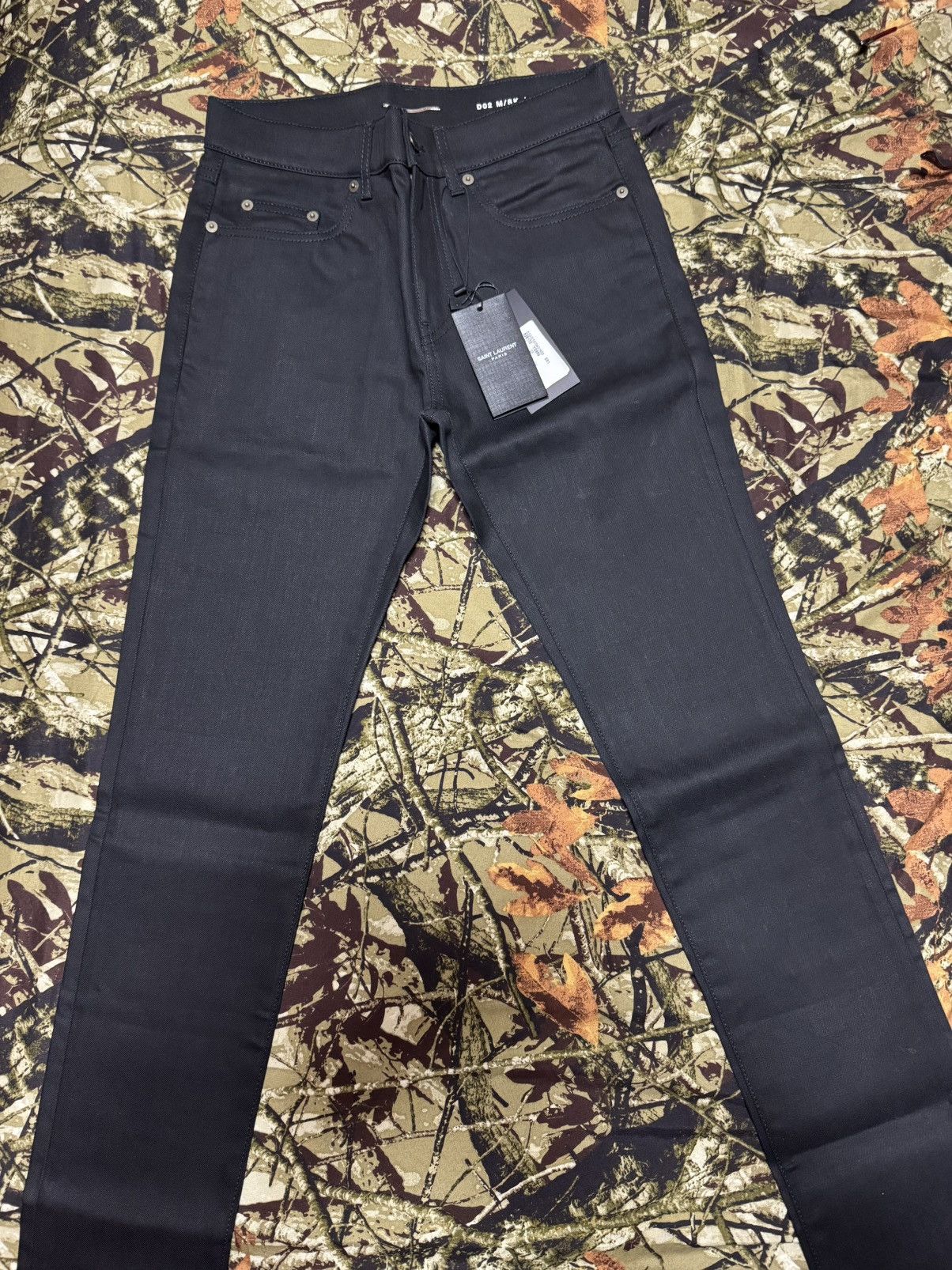 Pre-owned Hedi Slimane X Saint Laurent Paris D02 Black Raw Denim Jeans Size 28