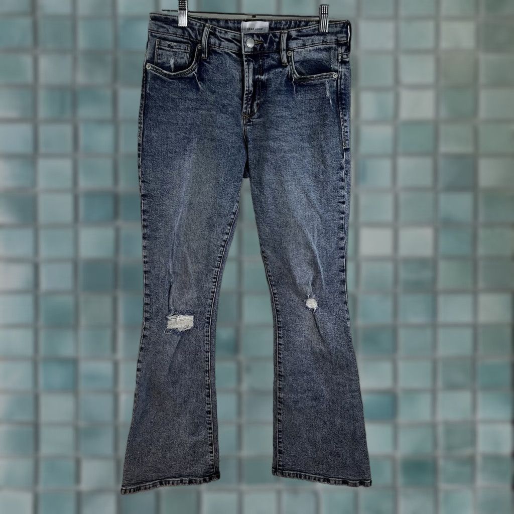 Denime VINTAGE Dear John Rosa Flam Le Flare Denim Jeans Women 28 Regular Pink Distressed 33 Inseam Mens? Wait. Size 28" / US 6 / IT 42 - 1 Thumbnail