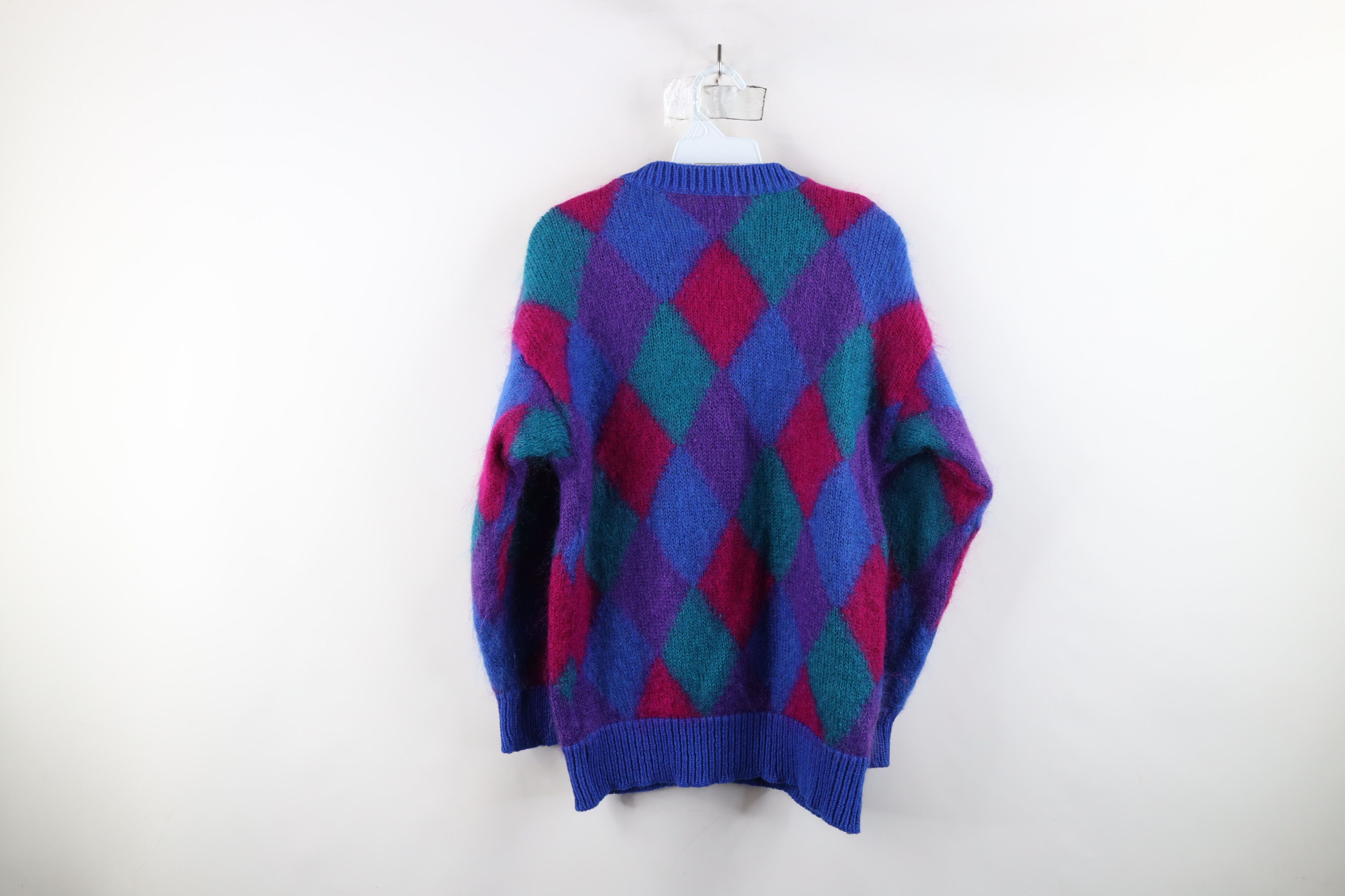 Vintage Vintage 90s Streetwear Mohair Wool Argyle Cardigan Sweater Size M / US 6-8 / IT 42-44 - 8 Thumbnail