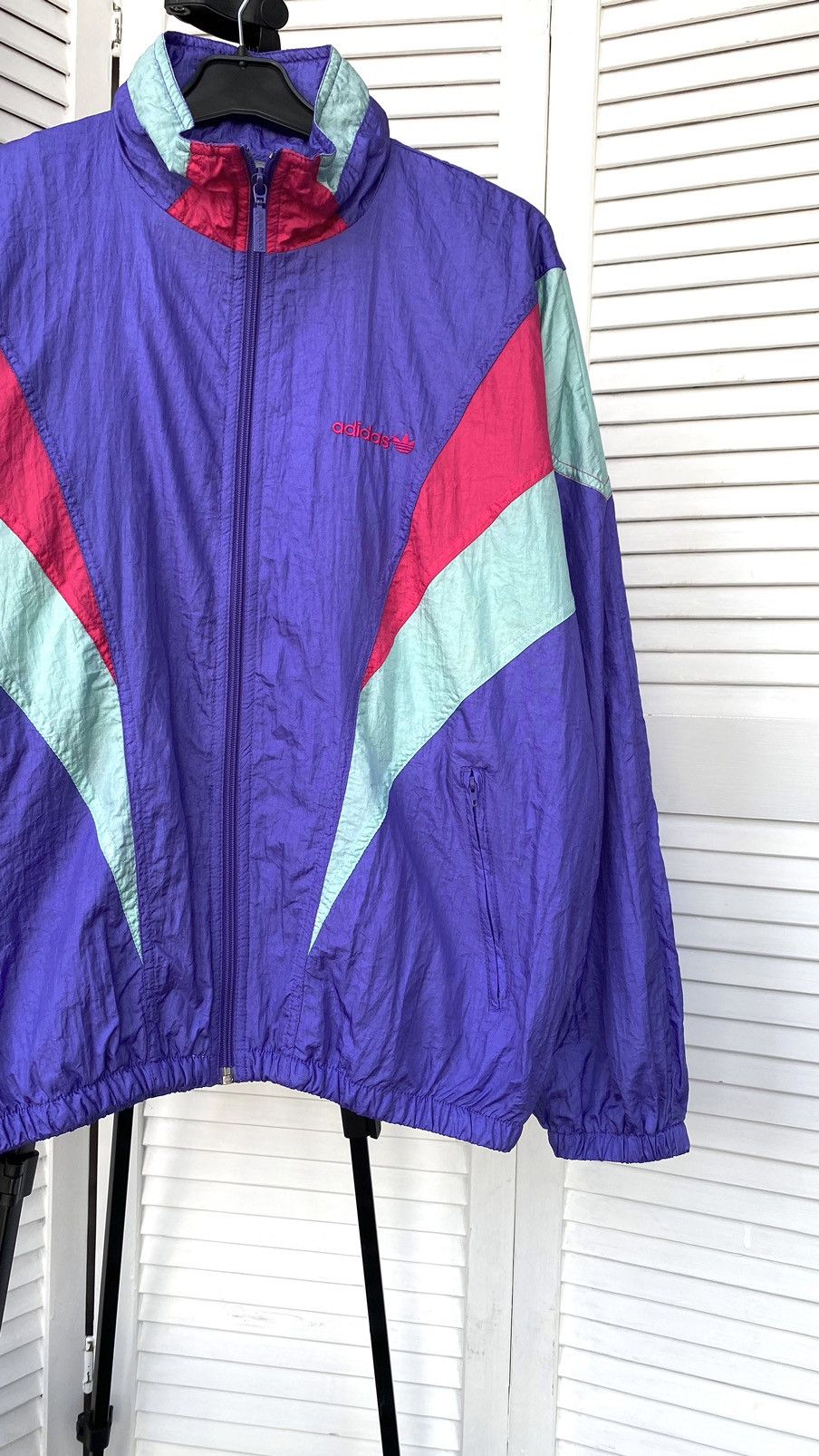 Adidas × Vintage Vintage Adidas Track Retro Jacket Nylon 90s Purple Size US S / EU 44-46 / 1 - 6 Thumbnail