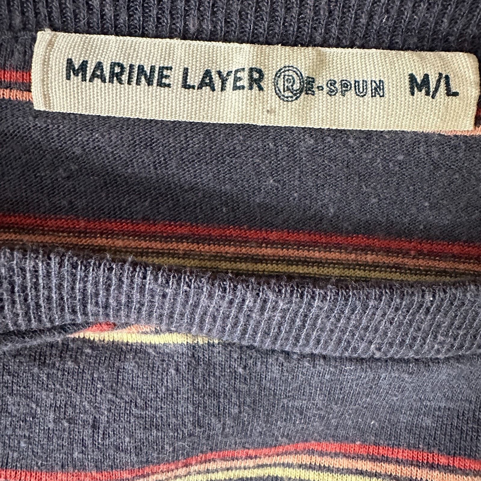Marine Layer Marine Layer Re-Spun T-Shirt Men M/L Blue Striped Crew Neck Size US M / EU 48-50 / 2 - 6 Thumbnail