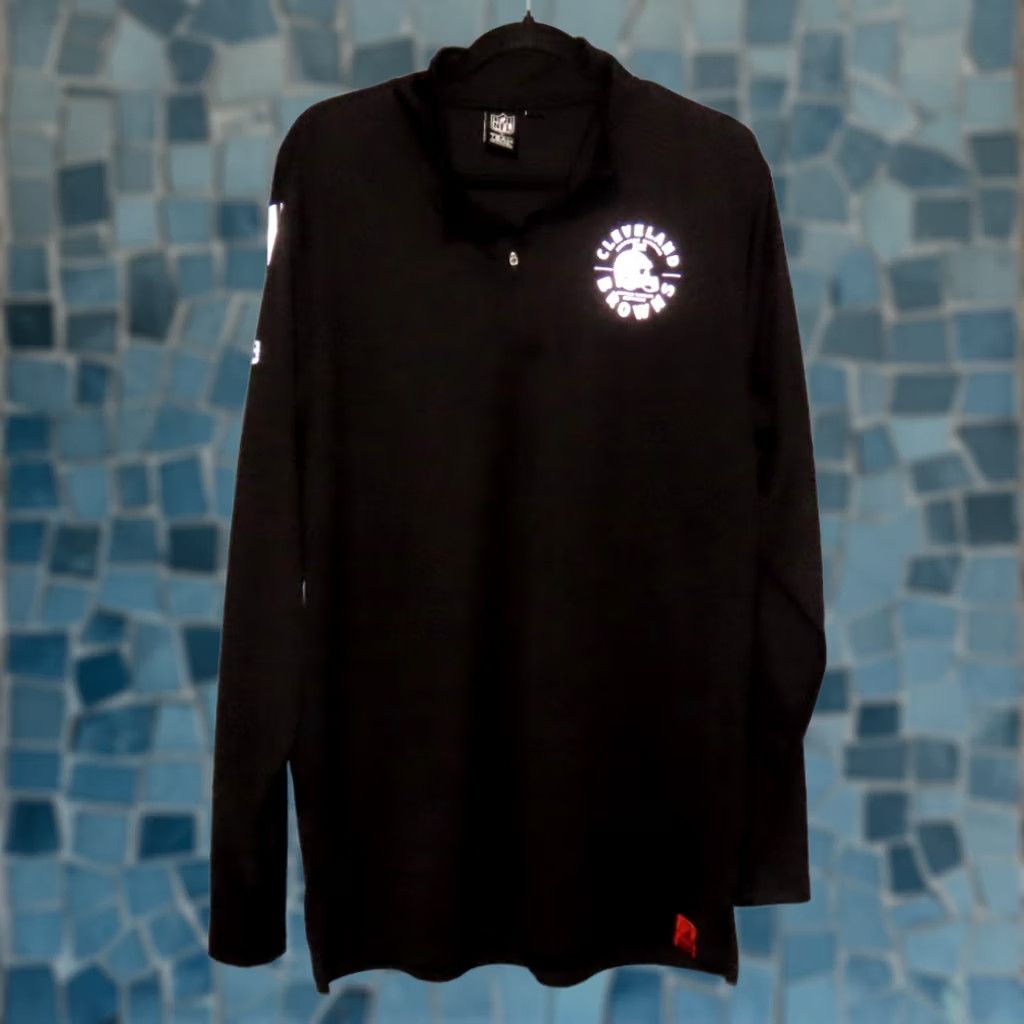NFL NFL Cleveland Browns 1/4 Zip Pullover Shirt Long Sleeve XL Black Mens Regular Graphic Print Wearable Sports Apparel Size US XL / EU 56 / 4 - 1 Thumbnail