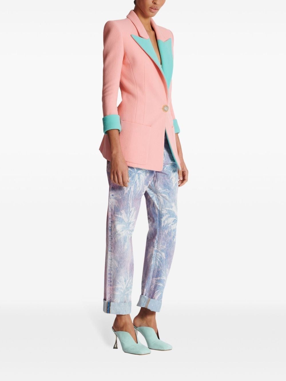 Balmain o1s1wg110825 Two Tone Virgin Wool Jacket in Pink Size M / US 6-8 / IT 42-44 - 8 Thumbnail