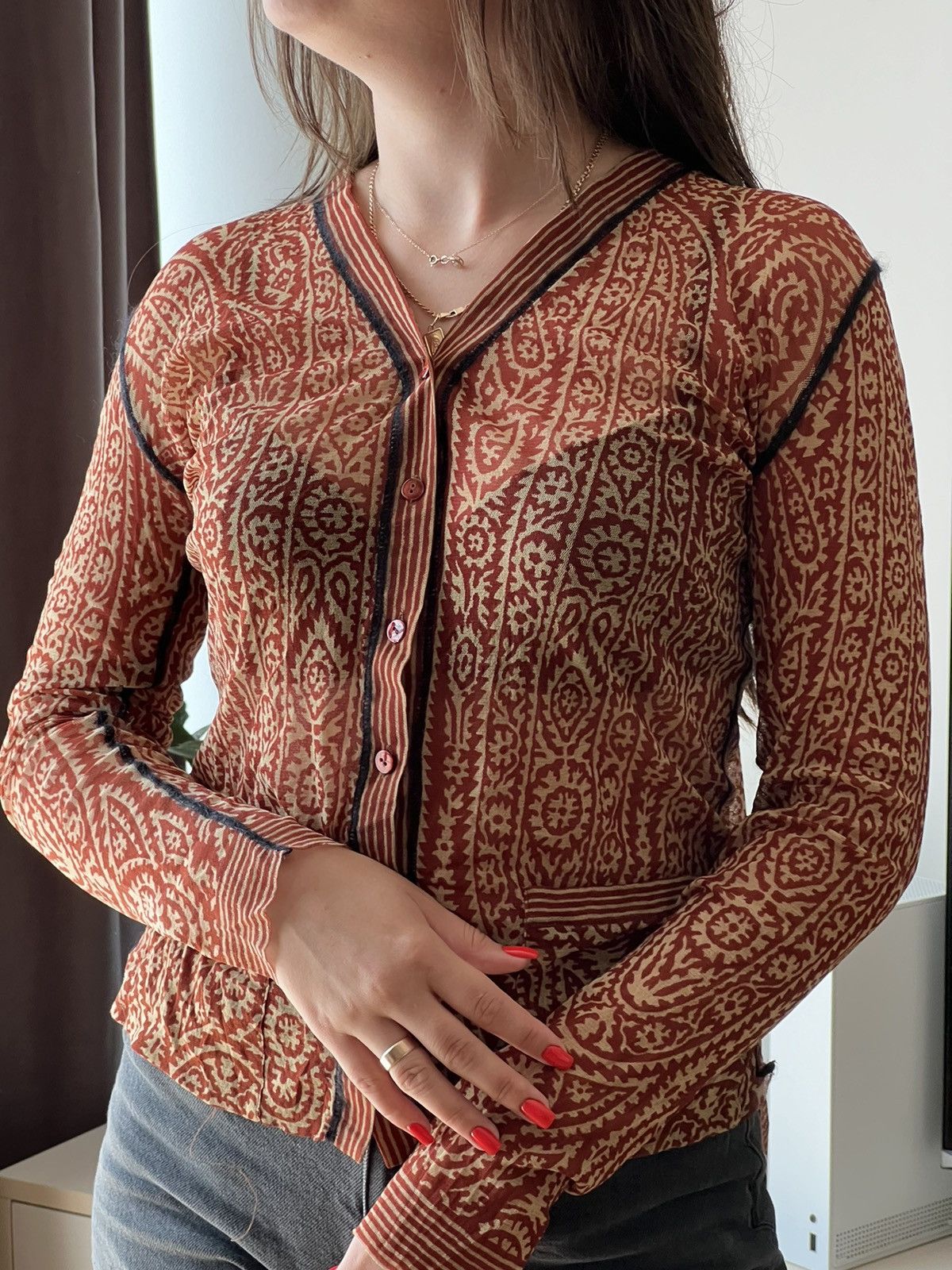 Jean Paul Gaultier 🔥Jean Paul Gaultier Vintage 80 paisley mesh arabian cardigan Size M / US 6-8 / IT 42-44 - 4 Thumbnail