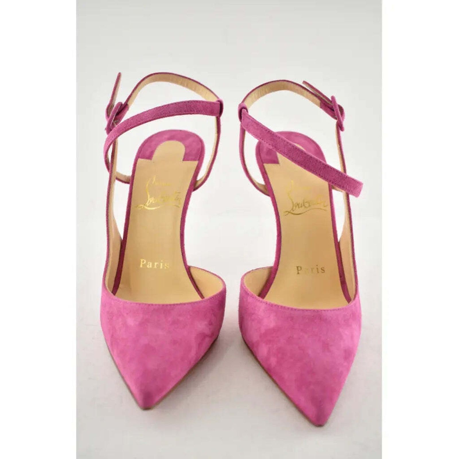 Christian Louboutin Jenlove 100 Grenat Pink Ankle Strap Pointed Heel Pump 40 Size US 10 / IT 40 - 6 Thumbnail