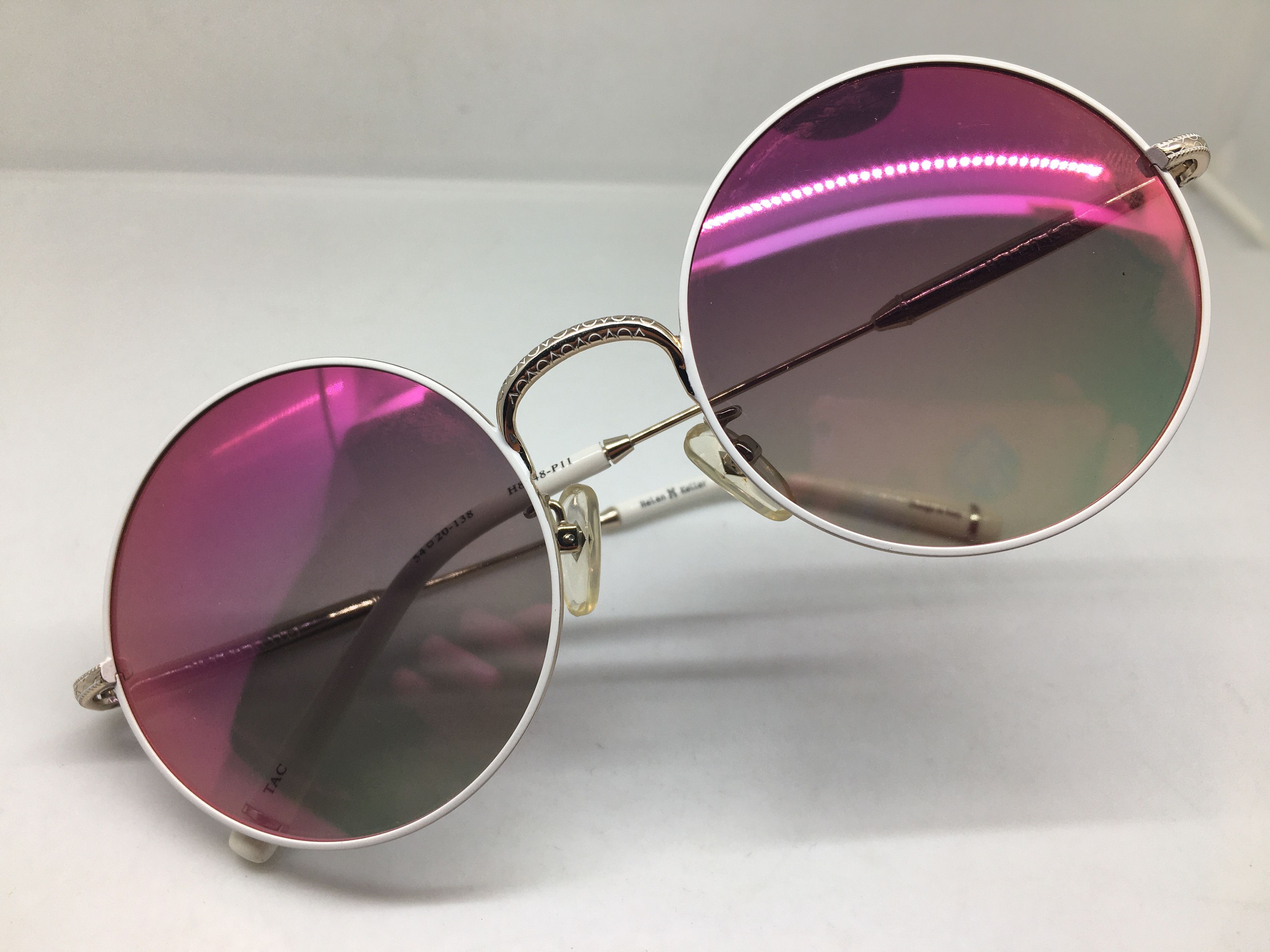 Other Helen Keller White Round Sunglasses Frame GATSBY ARISTOCRAT Size ONE SIZE - 1 Thumbnail