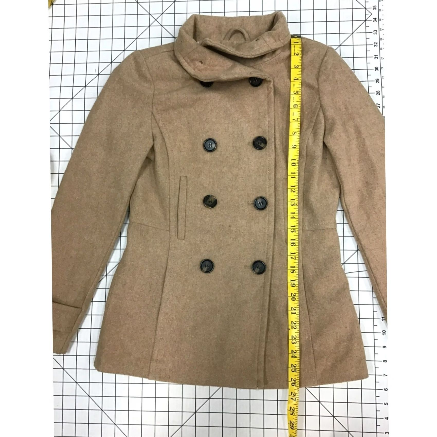 Vintage VINTAGE Women Dress Coat Thread & Supply XS Tan Quilted Coat Womens X-Small - 65% Polyester 35% Wool Size XL / US 12-14 / IT 48-50 - 5 Thumbnail