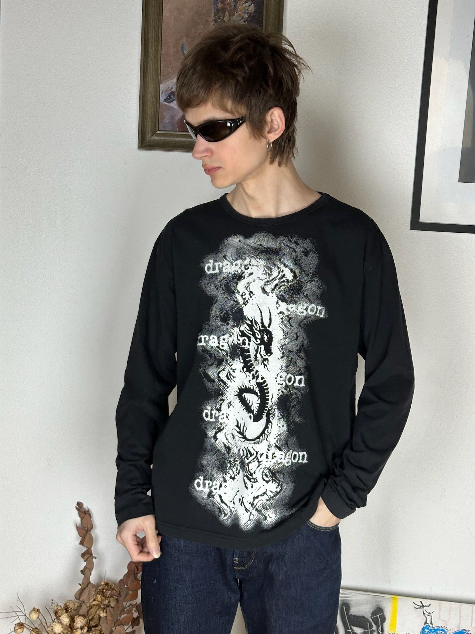 Japanese Brand Vintage Dolce & Gabanna Style dragon tribal Longsleeve Size US M / EU 48-50 / 2 - 1 Thumbnail