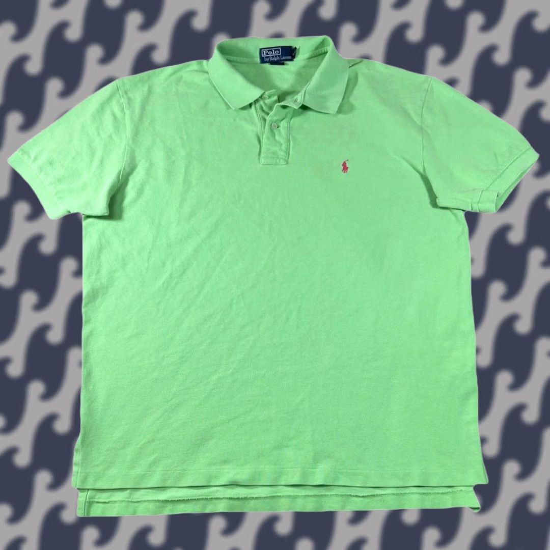 Polo Ralph Lauren VINTAGE Polo Ralph Lauren Shirt Polo Green Men XL 100% Cotton Green Short Sleeve Collared Polo Ralph Lauren Big Pony Mens Size US XL / EU 56 / 4 - 1 Thumbnail
