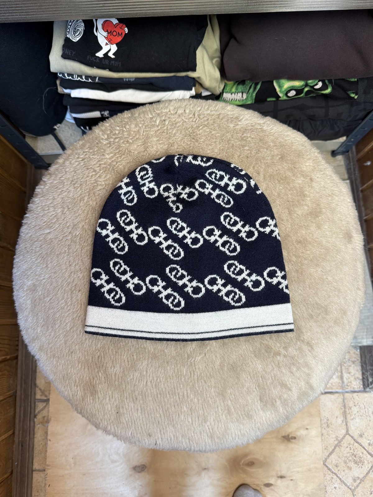 Jimmy Choo Jimmy Choo Crazy Monogram Beanie Hat Size ONE SIZE - 1 Thumbnail