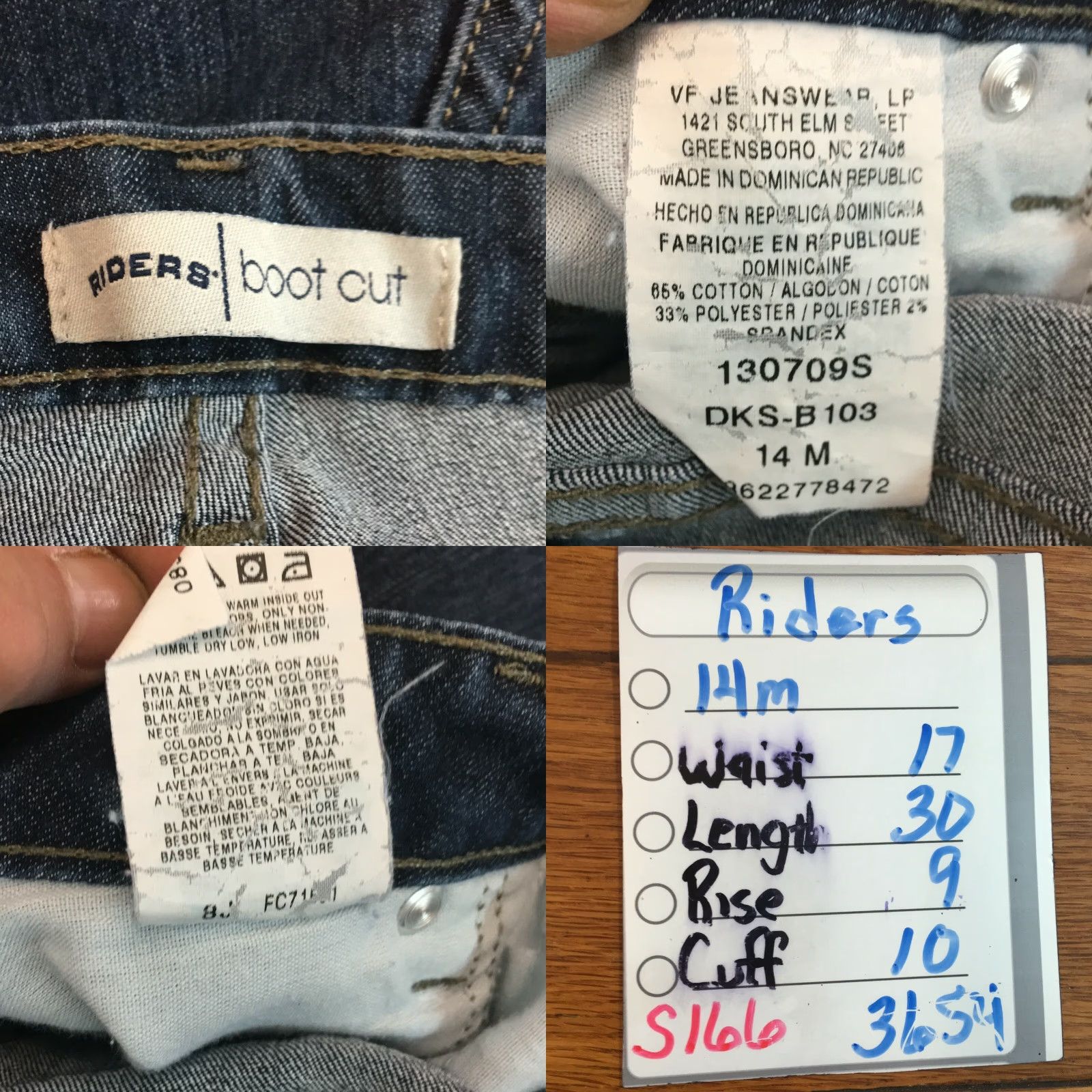 Lee Lee Riders Jeans Womens Regular Bootcut Denim Blue Size 14M 30In Inseam 5-Pocket Stretch Comfort Front Zip Button Rise Mid Vintage No Size 36" / US 14 / IT 50 - 8 Thumbnail
