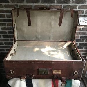 Handmade ANTIQUE 1920s LEATHER TRUNK SUITCASE BESPOKE R$8598 Size ONE SIZE - 7 Thumbnail