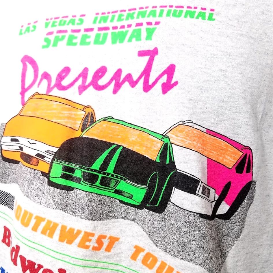 Vintage VINTAGE Screen Stars T-Shirt Las Vegas Speedway Racing Budweiser 90s NASCAR Gray L Mens USA Shirt Size US L / EU 52-54 / 3 - 3 Thumbnail