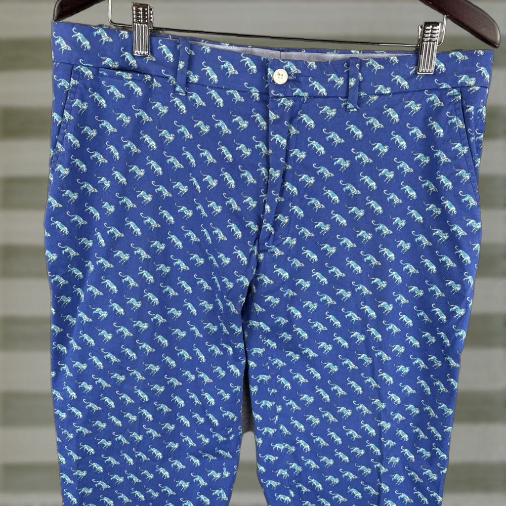 Polo Ralph Lauren Polo Ralph Lauren Pants Mens 36x30 Blue Leopard All Over Print Chino Flat Front Cotton Blend Regular Dickies? Size US M / EU 48-50 / 2 - 1 Thumbnail