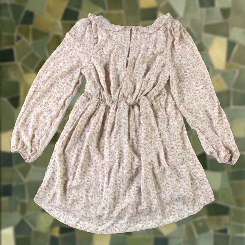 American Eagle Outfitters VINTAGE American Eagle Pink Green Floral Long Sleeve Ruffle V-Neck Smock Sheath Dress XS Size XS / US 0-2 / IT 36-38 - 1 Thumbnail