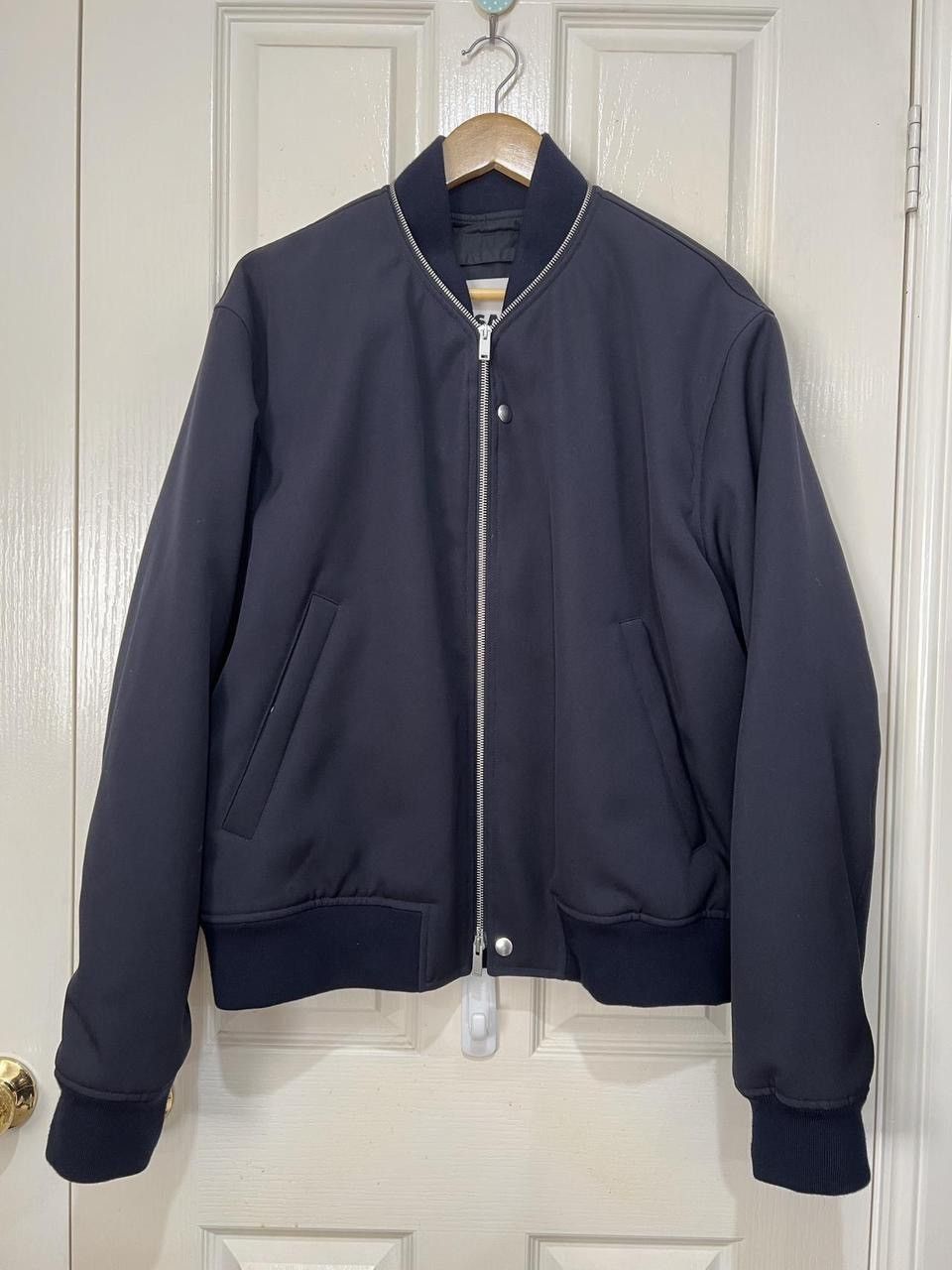 Jil Sander Wool Gabardine Bomber Jacket Navy