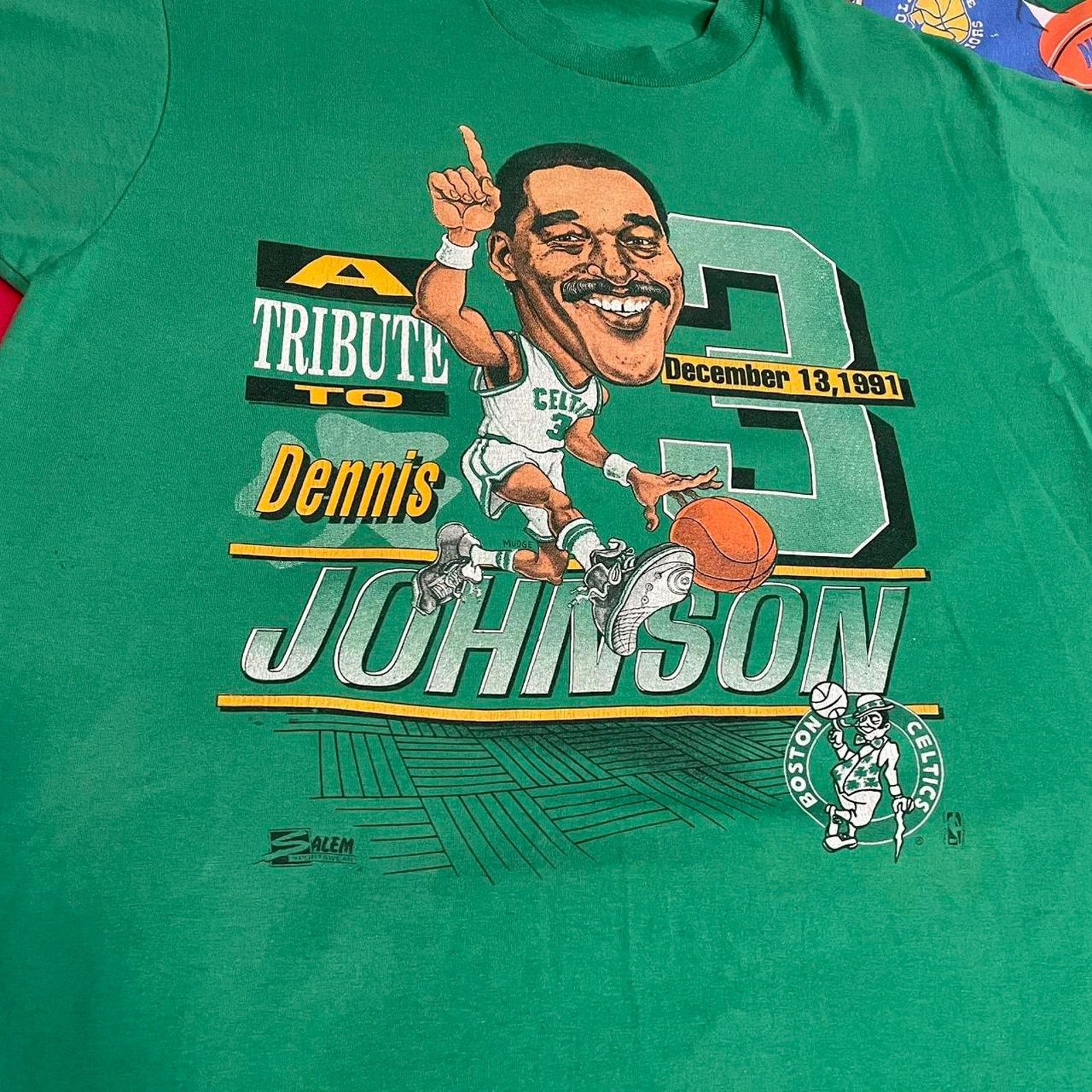 Salem Sportswear Vintage 80s NBA Dennis Johnson Boston Celtics Basketball Tee Size US L / EU 52-54 / 3 - 3 Thumbnail
