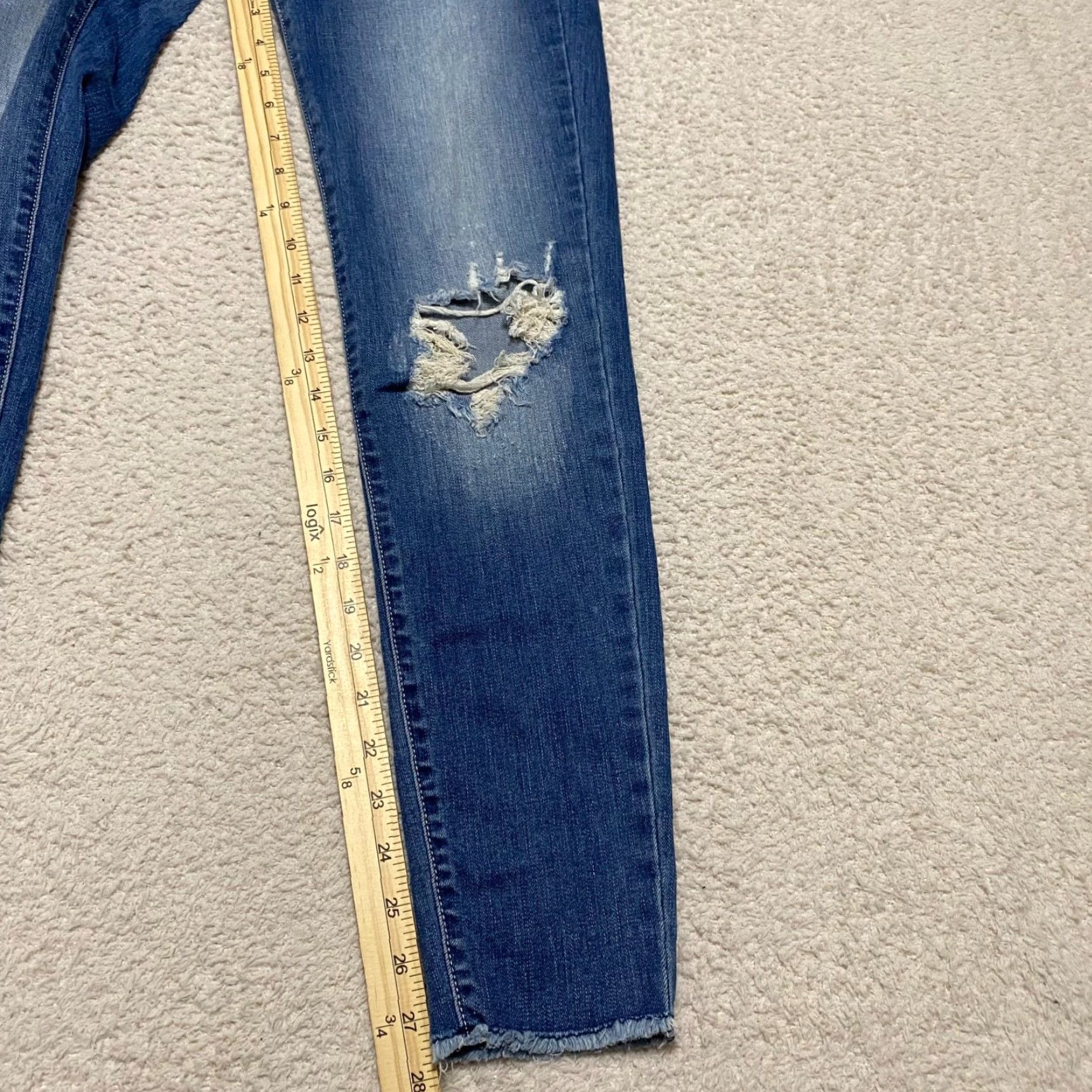 Vintage Kancan Womens Jeans Skinny Distressed Blue Denim Medium Wash Size 26 28 Inseam 28 - Regular Rise Mid - Button Zip Size 28" / US 6 / IT 42 - 3 Thumbnail