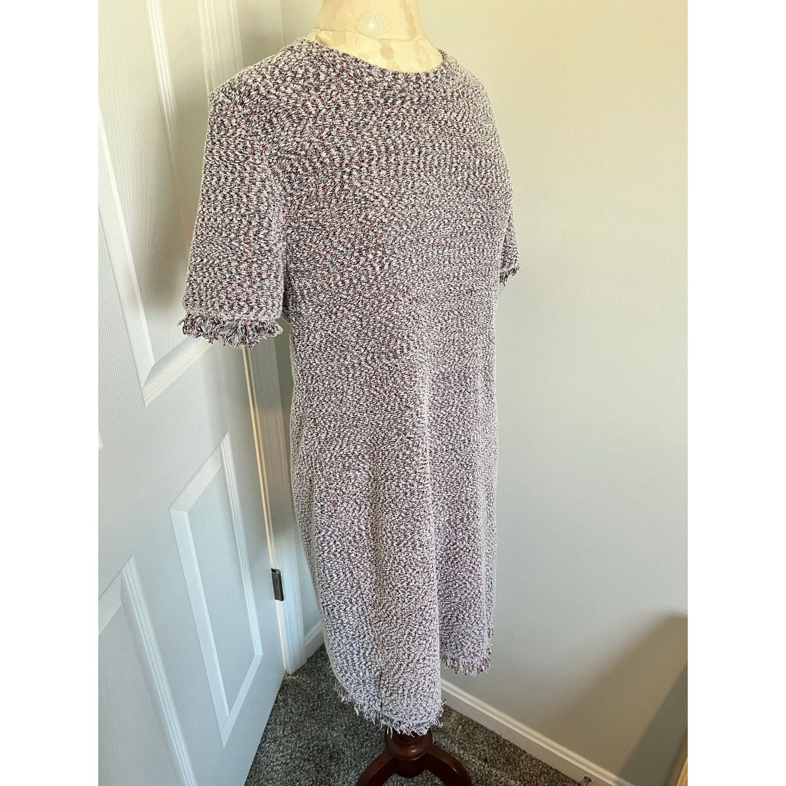 Ann Taylor Ann Taylor Short Sleeve Multicolor Sweater Midi Dress Large Size L / US 10 / IT 46 - 9 Thumbnail