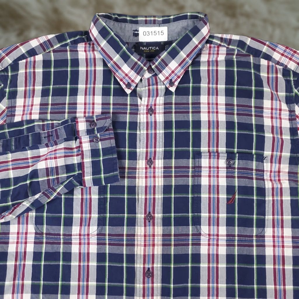 Nautica Nautica Shirt Mens 2XL Button-Down Plaid Long Sleeve Purple Blue Size US XXL / EU 58 / 5 - 1 Thumbnail