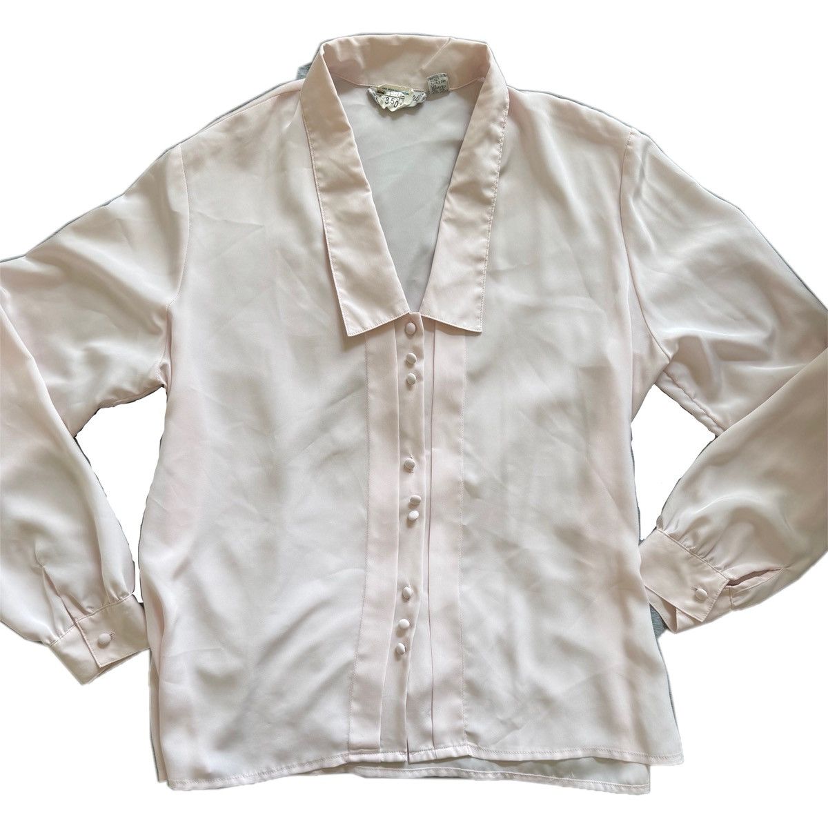 Vintage P.J. Ruggeri pastel pink M pleated button up long sleeve Size M / US 6-8 / IT 42-44 - 7 Thumbnail