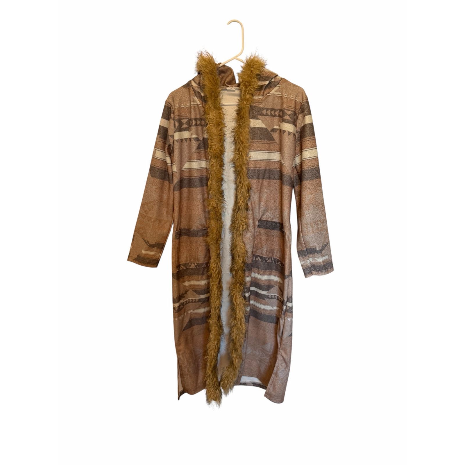 Other Brown Faux Fur Trim Long Sleeve Pocketed Parka Cardigan Size S / US 4 / IT 40 - 3 Thumbnail