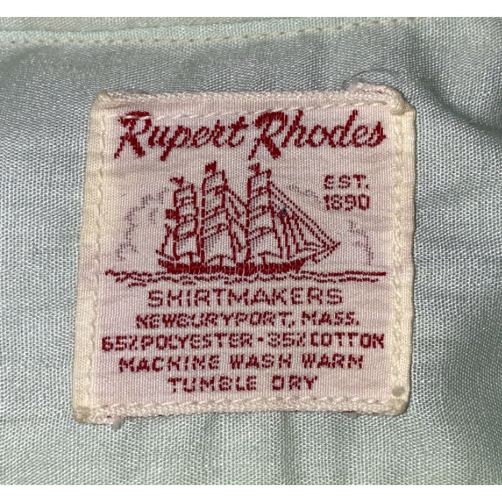 RHODE VINTAGE Rupert Rhodes Mens Button-Up Shirt Short Sleeve Green 22.5 In Armpit M Regular Mens Size US M / EU 48-50 / 2 - 5 Thumbnail