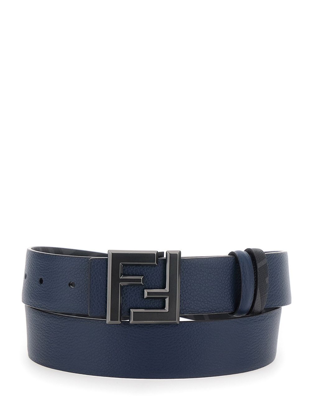 Fendi Blue Reversible Belt with Square FF Buckle in Leather Man Size ONE SIZE - 1 Thumbnail