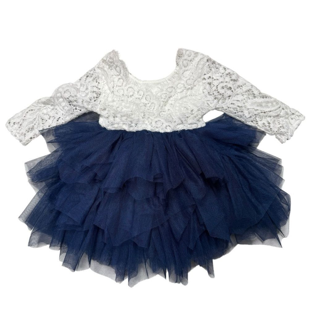 Other 2BUNNIES Peony Lace Tiered Navy Dress Size 6 Months Size XXS / US 00 / IT 34 - 5 Thumbnail