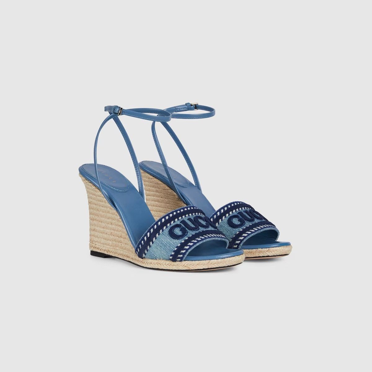 Gucci o1loc1c0426 817220 Women's Gucci Platform Espadrille in Blue Size US 6 / IT 36 - 2 Thumbnail