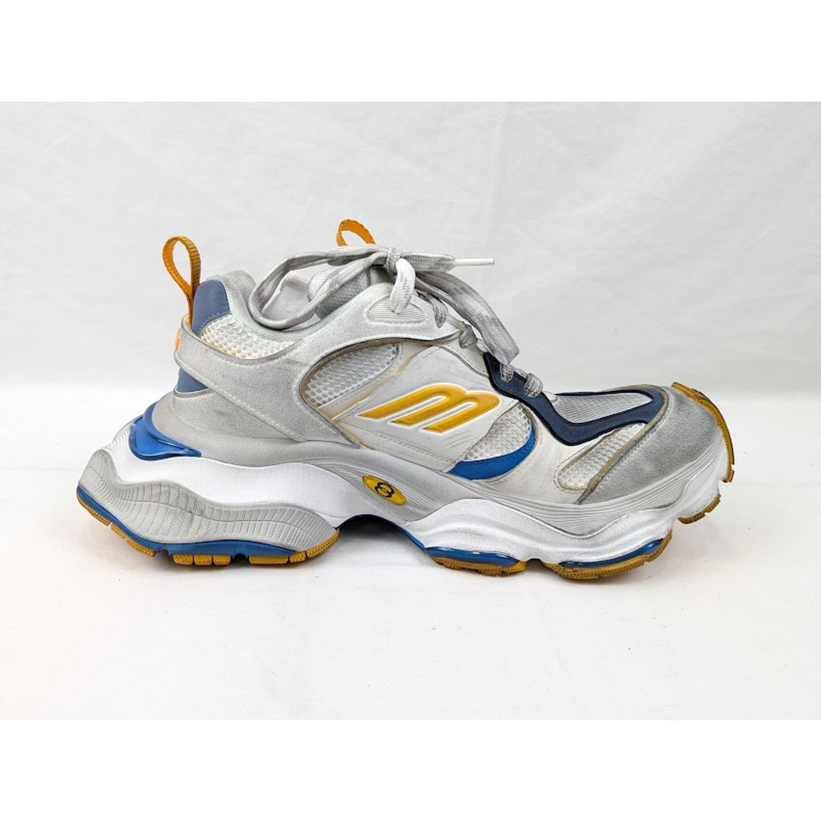 Balenciaga o1rshd1 Cargo Suede Low-Top Sneakers White/Grey/Orange/Blue Size US 10 / EU 43 - 9 Thumbnail