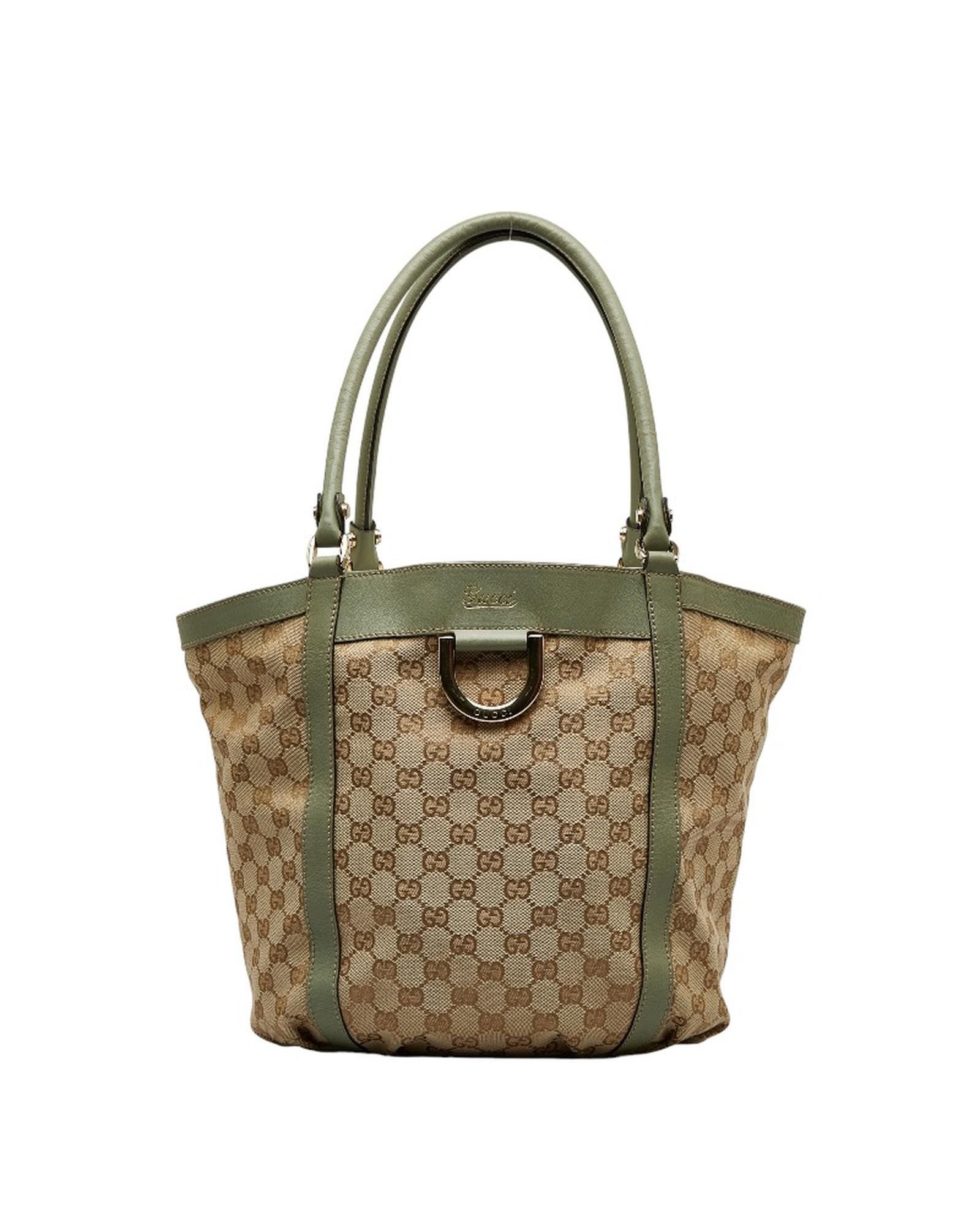 image of Gucci D-Ring Canvas Tote Bag in Brown, Women's