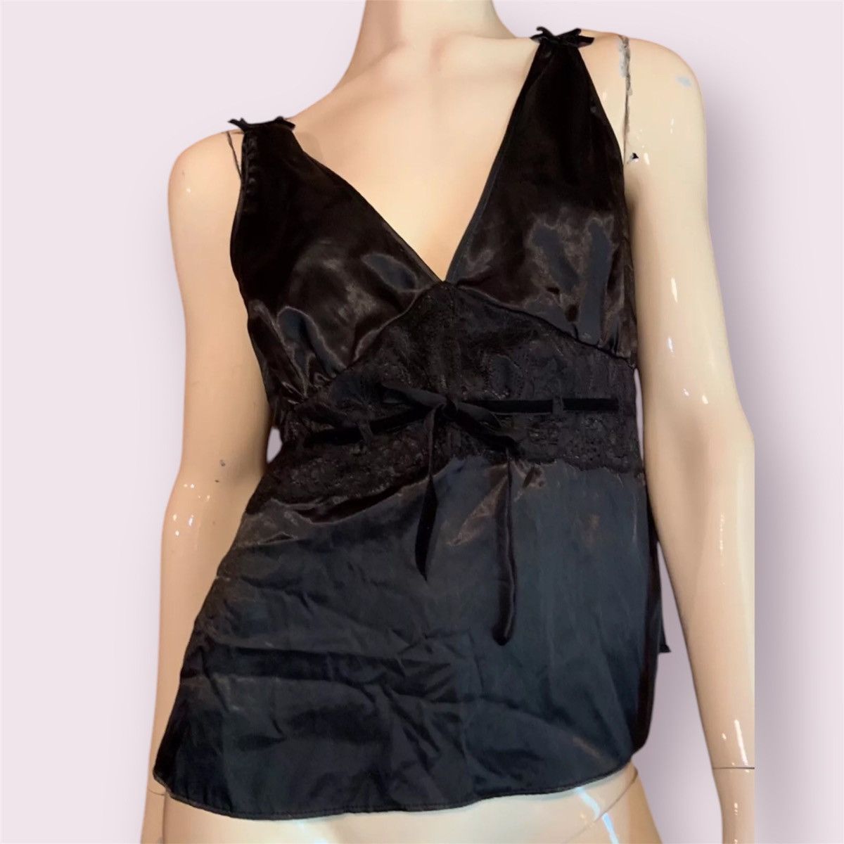 Vintage VTG Black Satin Camisole Size M / US 6-8 / IT 42-44 - 1 Thumbnail