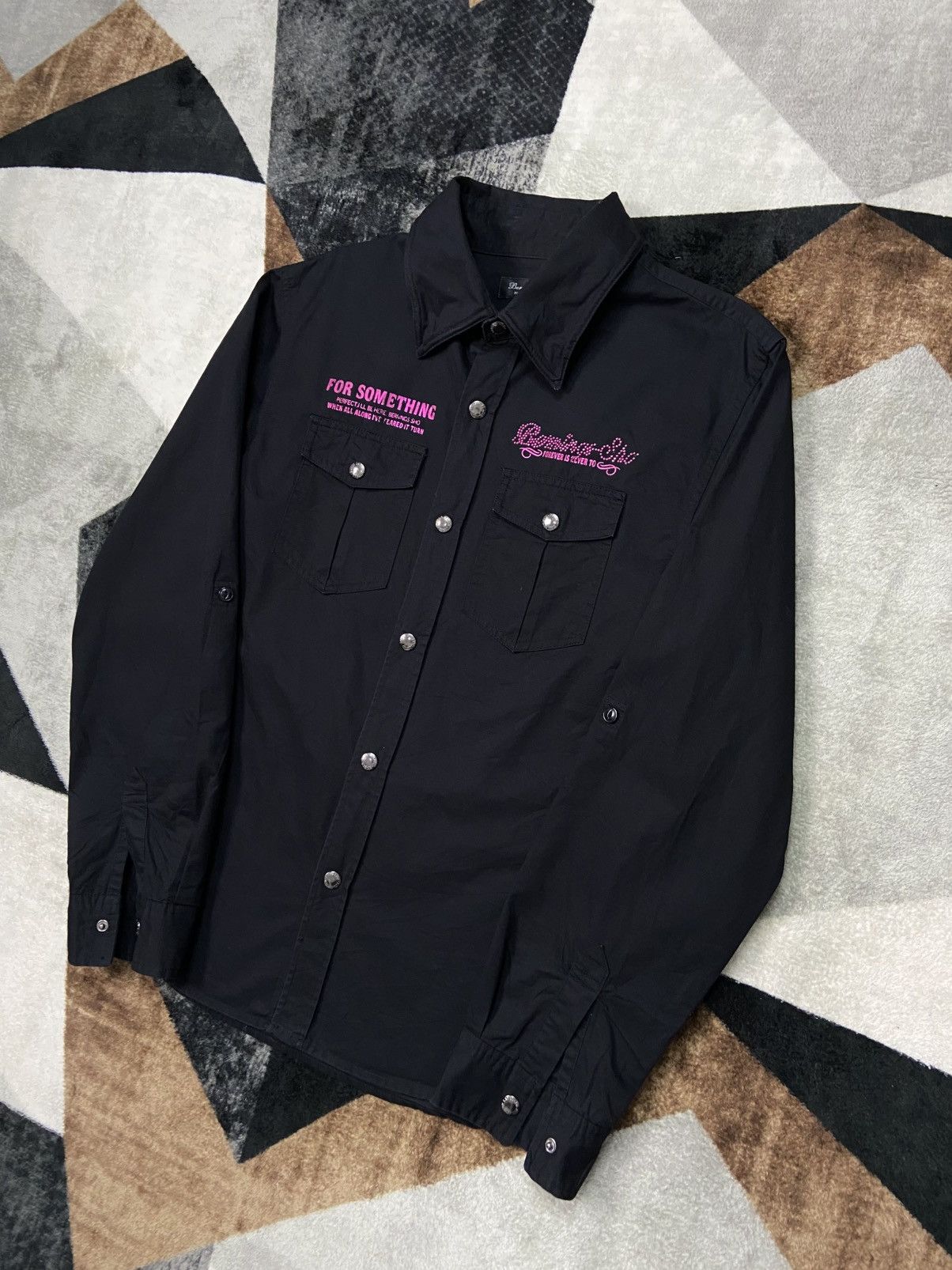 BERNINGS SHO Bernings Sho Rhinestone Skull Shirt Wired Collar Japan Rock Size L / US 10 / IT 46 - 3 Thumbnail