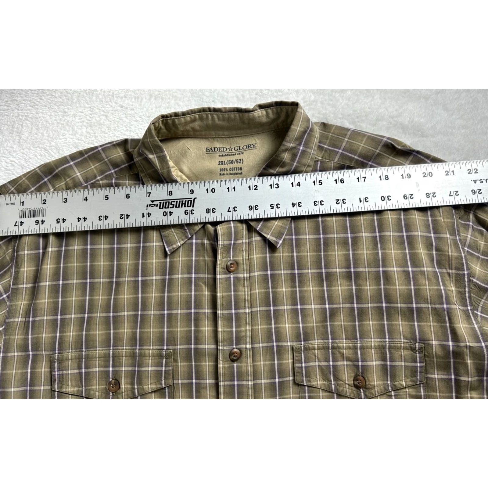 Faded Glory Faded Glory Mens Plaid Shirt 2XL Long Sleeve Casual Cotton Brown Size US XXL / EU 58 / 5 - 6 Thumbnail