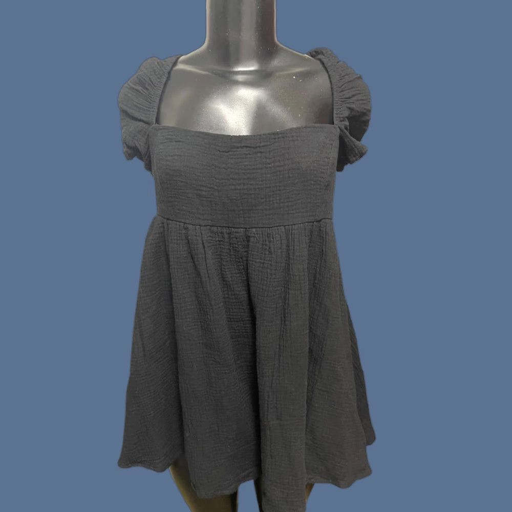 PRINCESS POLLY VINTAGE? Actually not vintage. Princess Polly Romper One-Piece Women Black Size 12 100% Cotton Off Shoulder Size 34" / US 12 / IT 48 - 1 Thumbnail