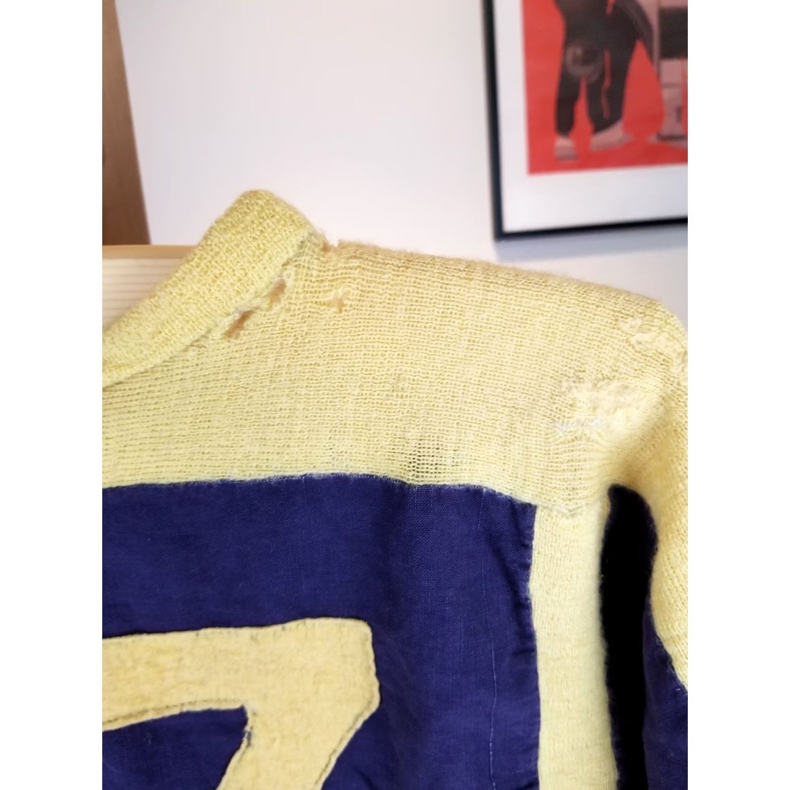 Vintage VINTAGE UNKNOWN SPORT JERSEY WOOL/COTTON SZ MEDIUM Yellow/Blue CROSS CHEST 19 INCH NECK TO CUFF 27 INCH TOP TO BOTTOM 25 INCH Mens Size US M / EU 48-50 / 2 - 5 Thumbnail