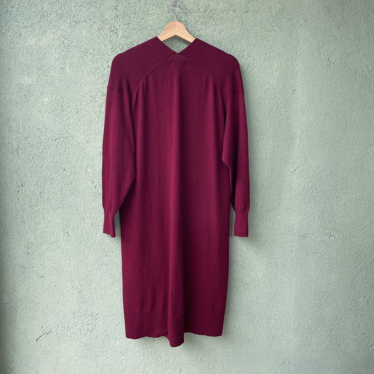 Aran Isles Knitwear × Global Work × Japanese Brand Vintage Global Work Japanese Maroon Long Cardigan Knitwear Size US M / EU 48-50 / 2 - 9 Thumbnail