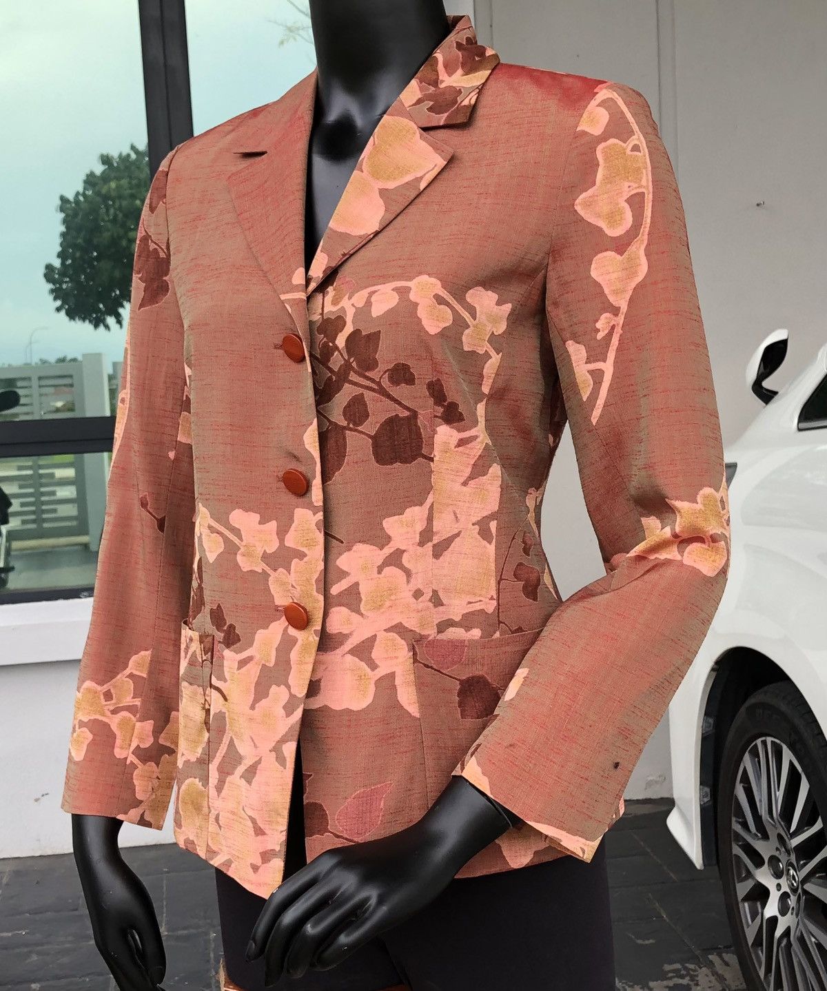 Kenzo KENZO Paris Brown Floral Pattern Rayon Suit Blazer / Jacket Size M / US 6-8 / IT 42-44 - 1 Thumbnail