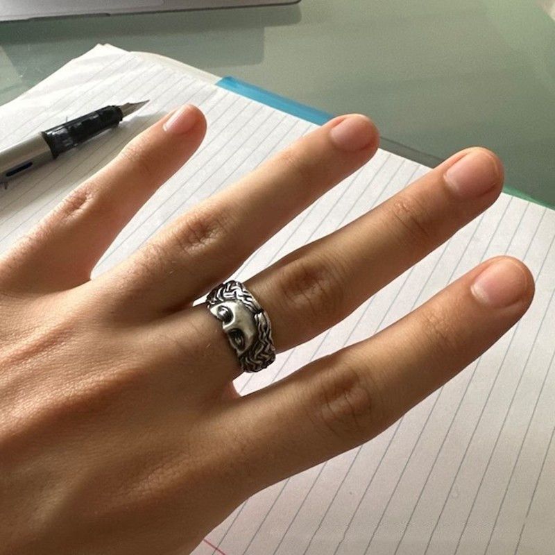 Jewelry Men's Stylish Open-Band Half-Face Ring Size ONE SIZE - 3 Thumbnail
