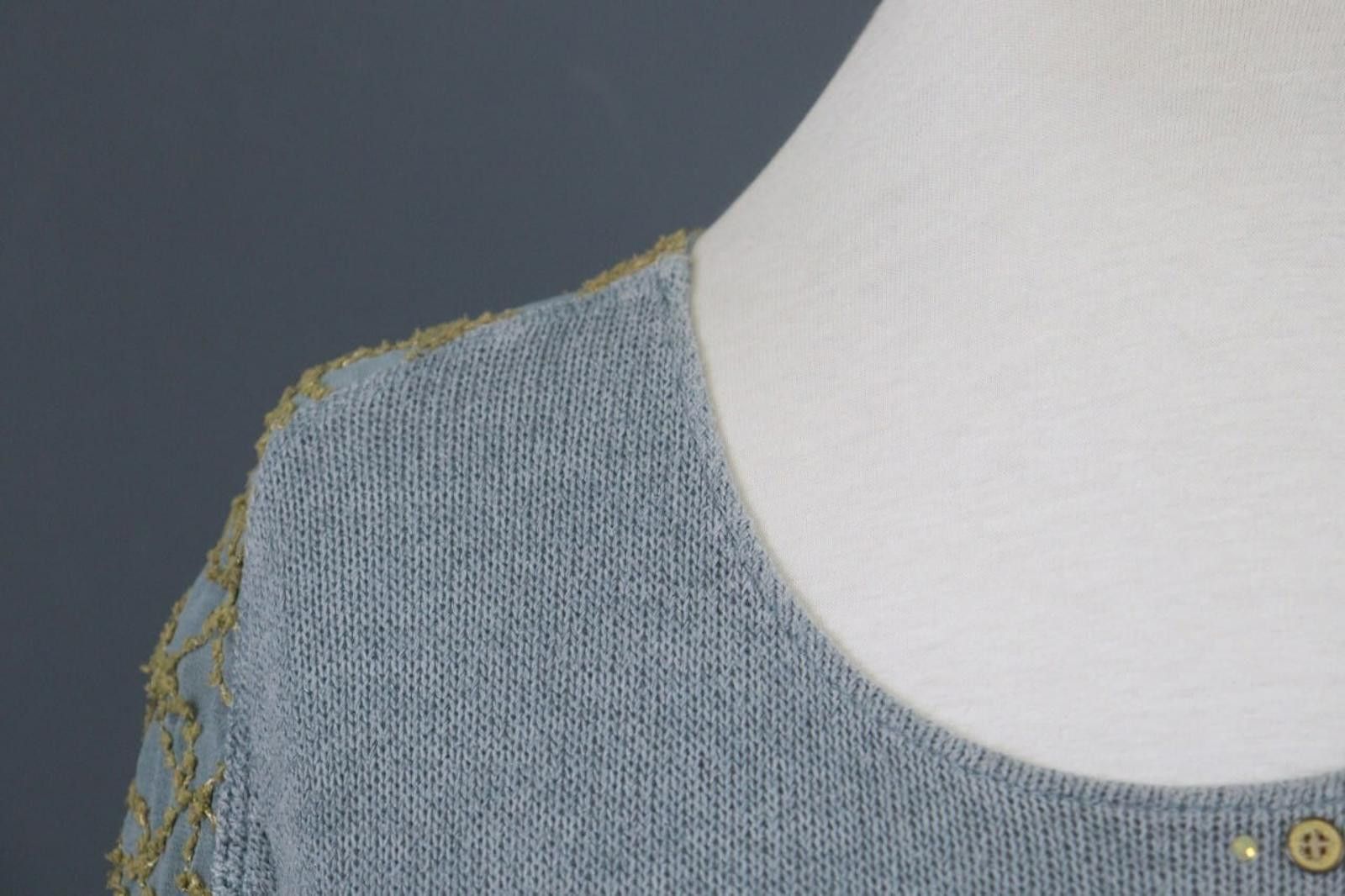 Designer Elisa Cavaletti Blue Knit Round Neck Shift Dress Size S Size S / US 4 / IT 40 - 8 Thumbnail