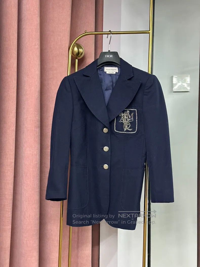 Alexander McQueen Alexander Mcqueen Blue studded suit jacket Size S / US 4 / IT 40 - 1 Thumbnail