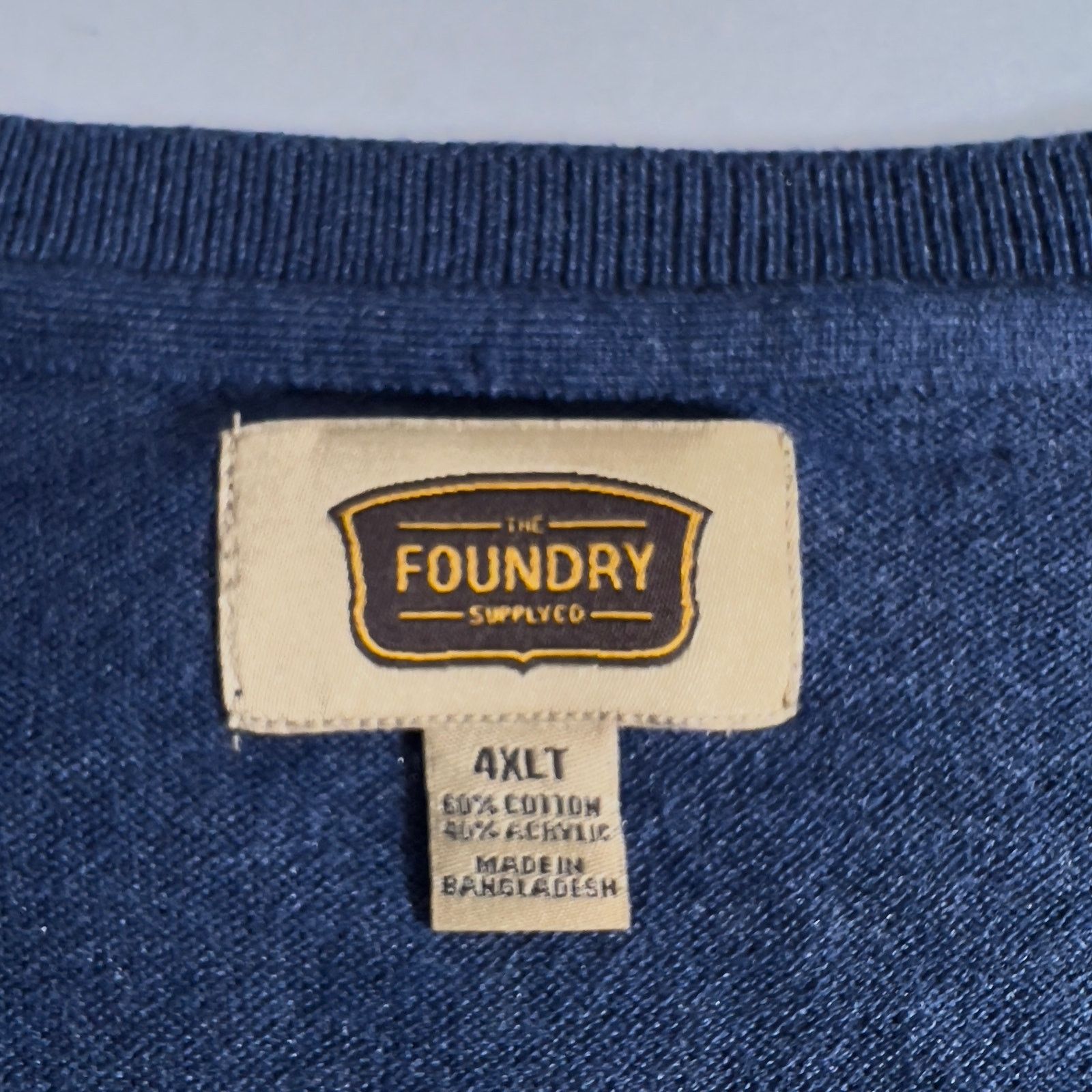 Vintage Foundry Foundry Supply Co V Neck Sweater Men 4XLT TALL Pullover Blue Size US XL / EU 56 / 4 - 2 Thumbnail