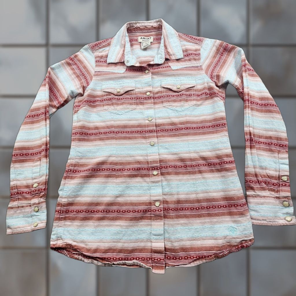 Ariat Ariat REAL Shirt Womens Small Red Blue Western Snap Button Long Sleeve Cotton Size S / US 4 / IT 40 - 1 Thumbnail