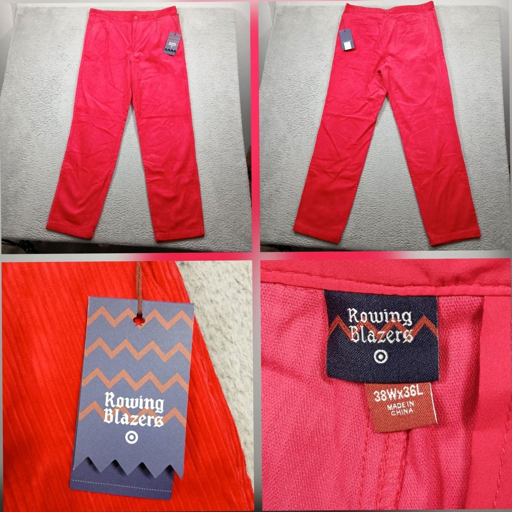 Rowing Blazers VINTAGE? Rowing Blazers Target Men's Corduroy Pants 38x36 Red Straight Leg NWT Size 38R - 2 Thumbnail