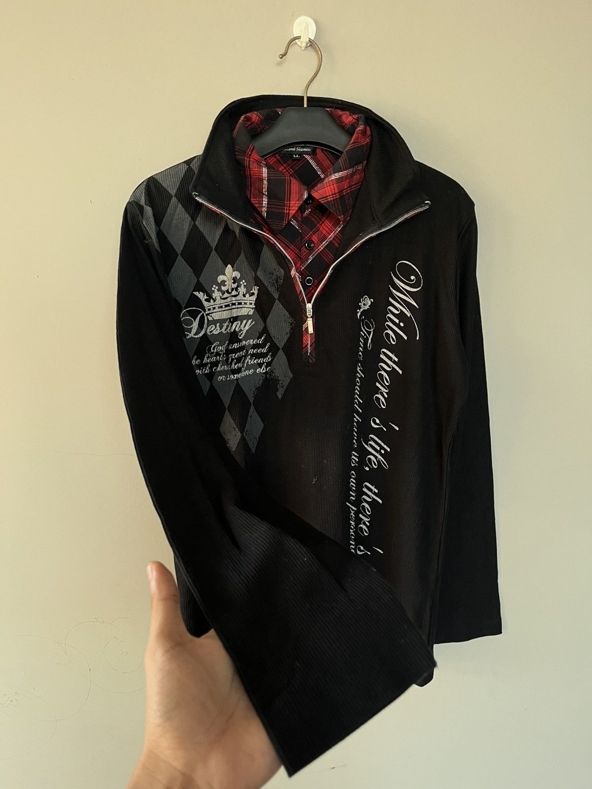 14th Addiction JAPANESE MIND GAMES DOUBLE LAYER GOTHIC VKEI PUNK POEM STYLE Size US L / EU 52-54 / 3 - 3 Thumbnail