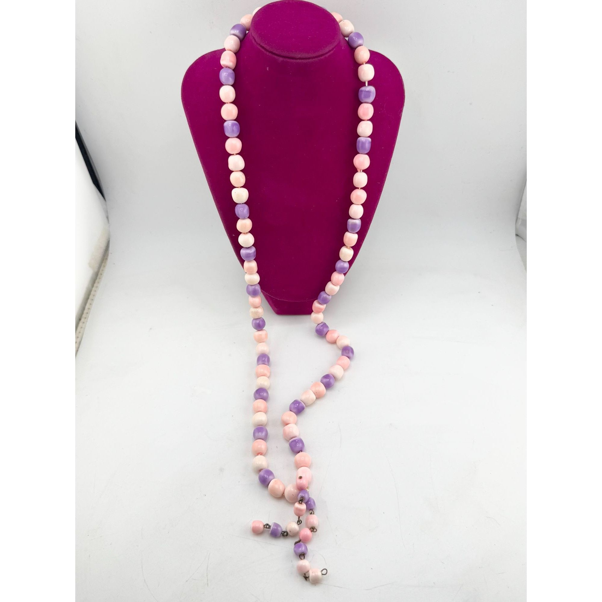 Vintage Vintage pink purple beaded long necklace Size ONE SIZE - 4 Thumbnail